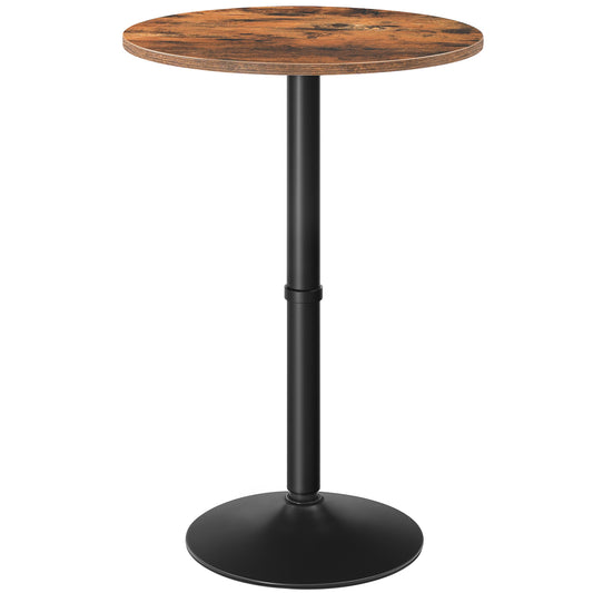 HOOBRO Round Bar Table, 35" Tall Pub Table, Cocktail Table with Base, Stable Counter Table with Non-Slip Base for Narrow Space, Bar Height Table for Kitchen, Easy to Assemble, Rustic Brown BF57BT01