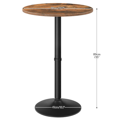 HOOBRO Round Bar Table, 35" Tall Pub Table, Cocktail Table with Base, Stable Counter Table with Non-Slip Base for Narrow Space, Bar Height Table for Kitchen, Easy to Assemble, Rustic Brown BF57BT01